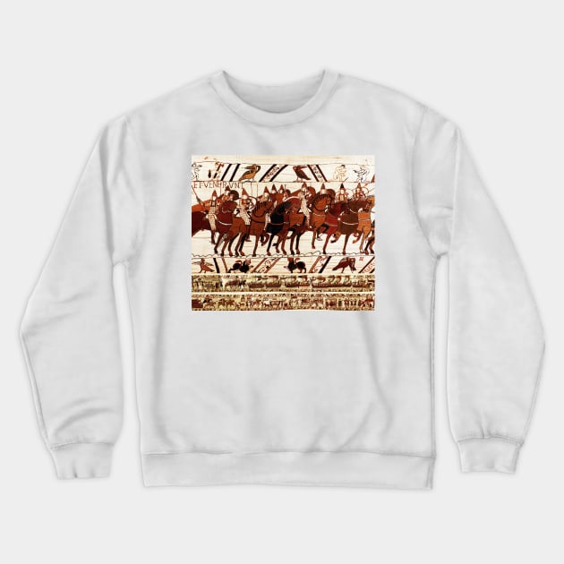 THE BAYEUX TAPESTRY ,NORMAN ARMY IN BATTLE OF HASTINGS ,KNIGHTS HORSEBACK Crewneck Sweatshirt by BulganLumini